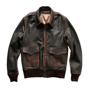 Men Brown Military Pilot Bomber Jacket-zenonix impex