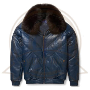 Navy Blue V-Bomber Jacket for Men-Zenonix Impex