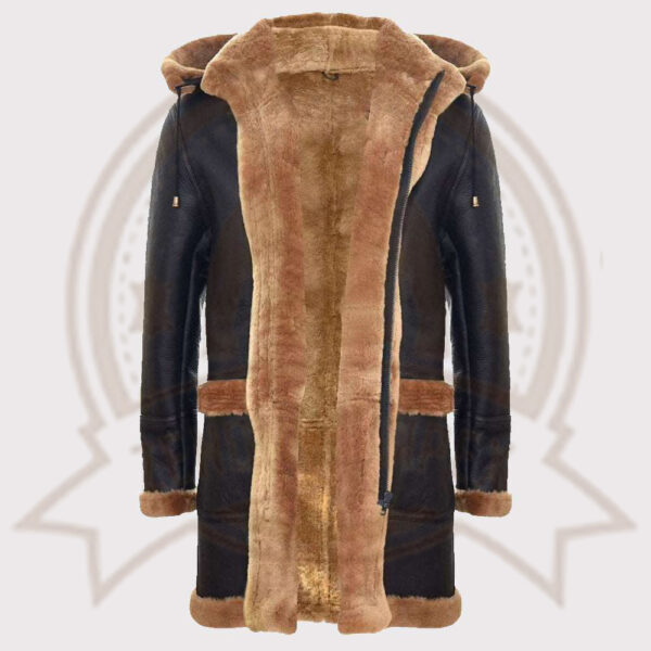 Classic Men's Genuine Shearling Sheepskin Duffle Coat