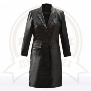 Elena Women’s Black Sheepskin Leather Long Coat
