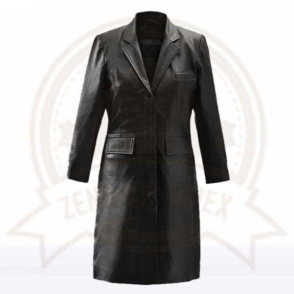 Elena Women’s Black Sheepskin Leather Long Coat