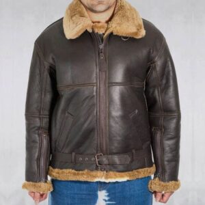 Men's Brown Sheepskin Jacket-Zenonix Impex