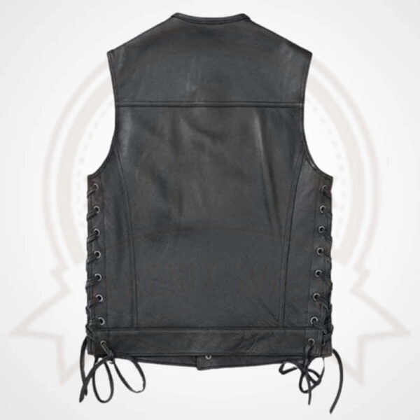 Men's Black Sheepskin Leather Biker Vest