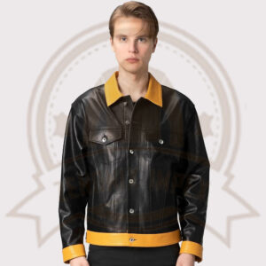 Premium Black Leather Trucker Jacket for Men-Zenonix Impex