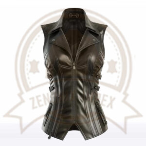 Claire Women’s Black Sheepskin Leather Vest