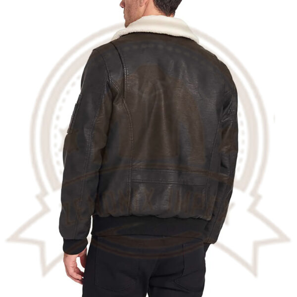 Men's Leather Sherpa Collar Aviator Bomber Jacket-Zenonix Impex