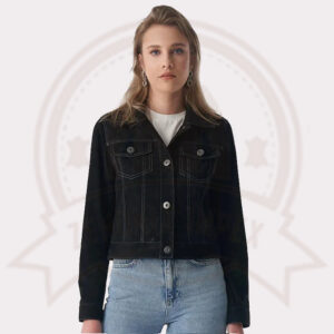 Black Women's Western Suede Leather Jacket