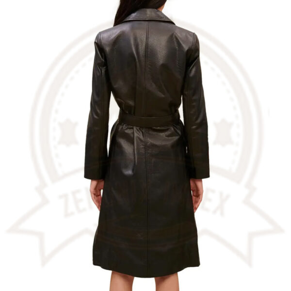 Classic Black Leather Trench Coat for Women