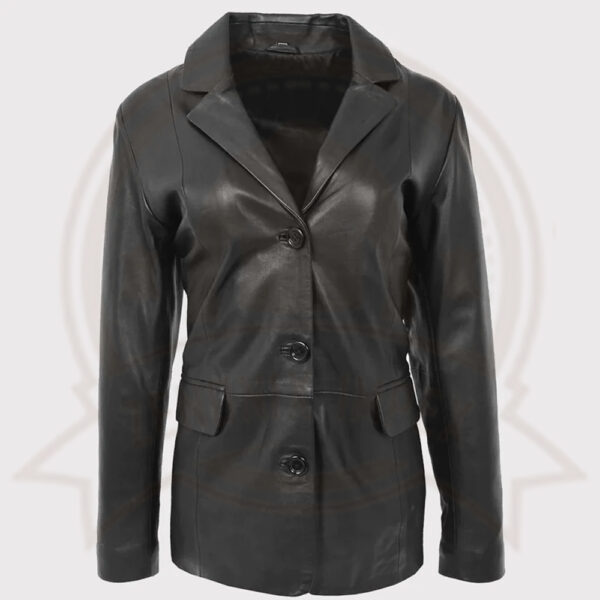 Black Leather Blazer for Women-Zenonix Impex