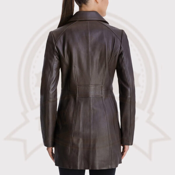 Petite Button Down Leather Coat for Women