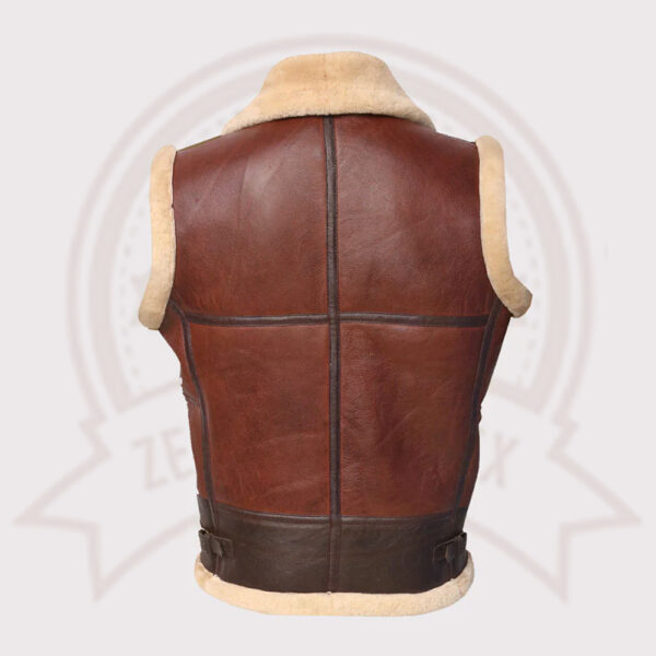Men Brown Shearling Leather Vest-Zenonix Impex