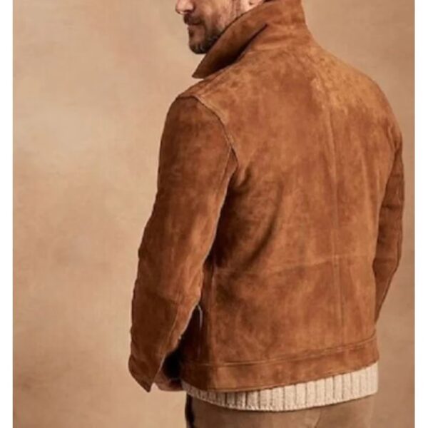 Men's Brown Suede Trucker Jacket-Zenonix Impex