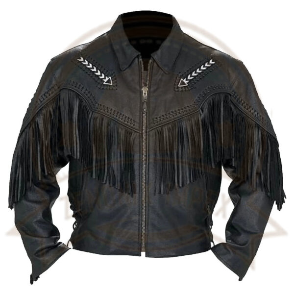 Men's Fashion Western Style Arrow Real Leather Motorbike Jacket-Zenonix Impex
