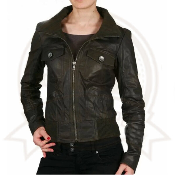 Women's Black Genuine Leather Bomber Jacket-Zenonix Impex