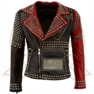 Women’s Elegant Gothic Studded Leather Biker Jacket