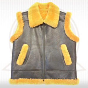 Men's Dark Brown Sheepskin Leather Whiskey Fur Shearling Vest