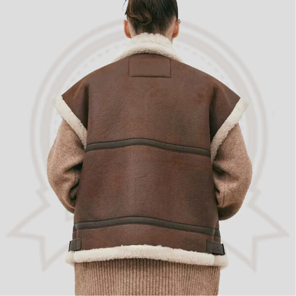 Women Chocolate Brown RAF B3 Bomber Sheepskin Leather Vest