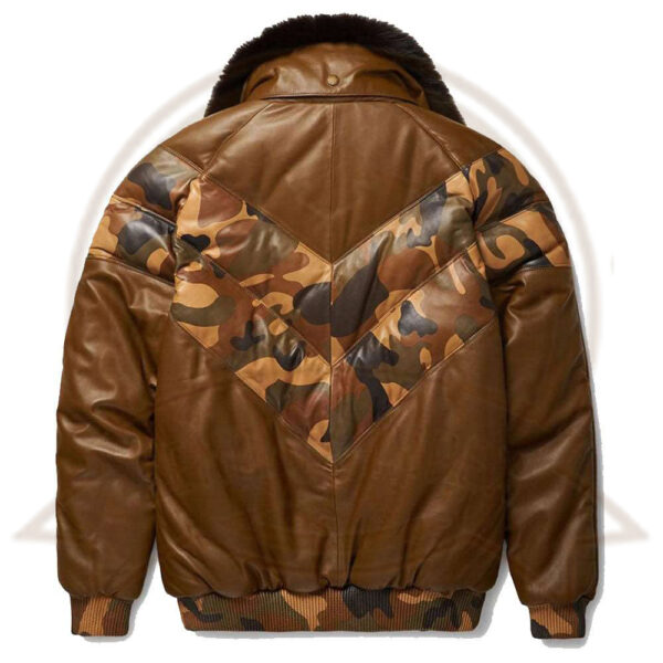 Brown V-Bomber Leather Jacket-Zenonix Impex