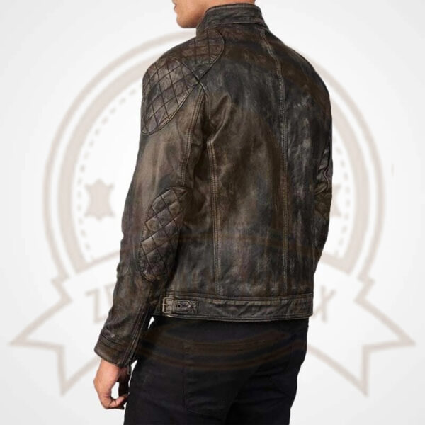 Men's Handmade Distressed Brown Cowhide Leather Racer Jacket-Zenonix Impex - Image 2