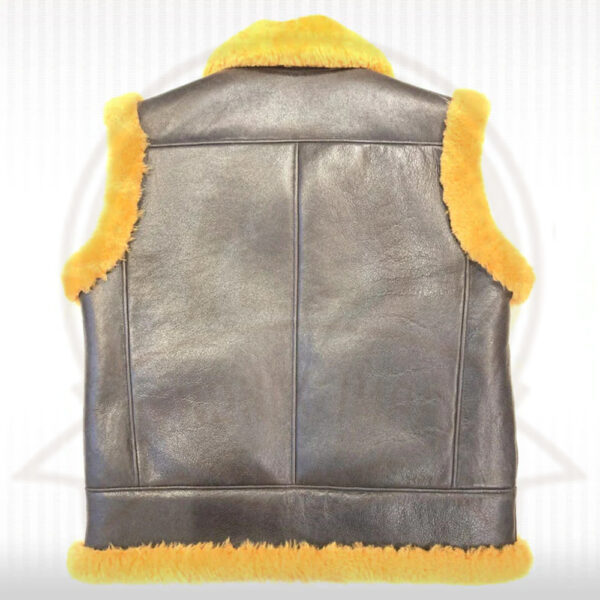 Men's Dark Brown Sheepskin Leather Whiskey Fur Shearling Vest