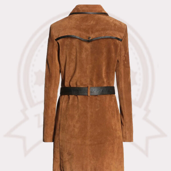 Elegant Tan Brown Suede Leather Women's Coat