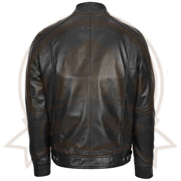 Men's Genuine Black Leather Vintage Cafe Racer Biker Jacket-Zenonix Impex - Image 2