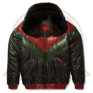 Stylish Multicolor V-Bomber Leather Jacket-Zenonix Impex