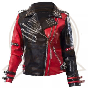 Women’s Harley Quinn Heartless Asylum Studded Biker Leather Jacket