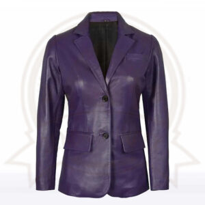 Women’s Purple Leather Blazer-Zenonix Impex