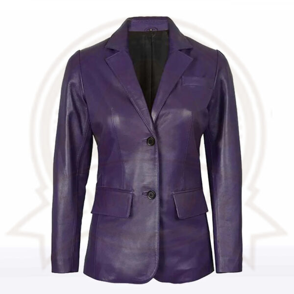 Women’s Purple Leather Blazer-Zenonix Impex