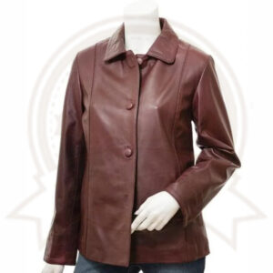 Women's Burgundy Sheepskin Leather Coat-Zenonix Impex