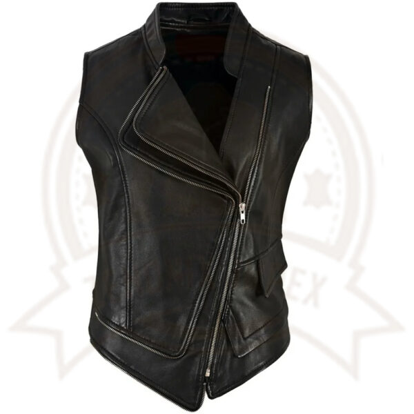 Women’s Double-Breasted Punk Motorcycle Leather Waistcoat