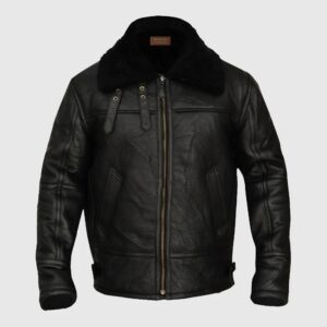 Black Sheepskin B3 Aviator Bomber Jacket for Men