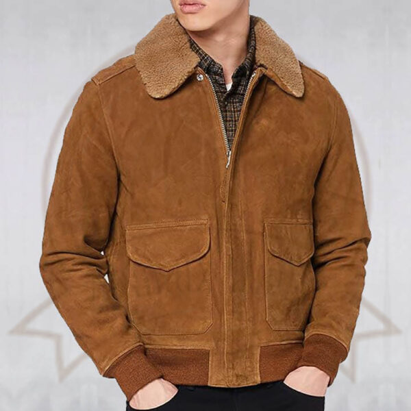 Brown Suede leather Pilot Jacket-Zenonix Impex