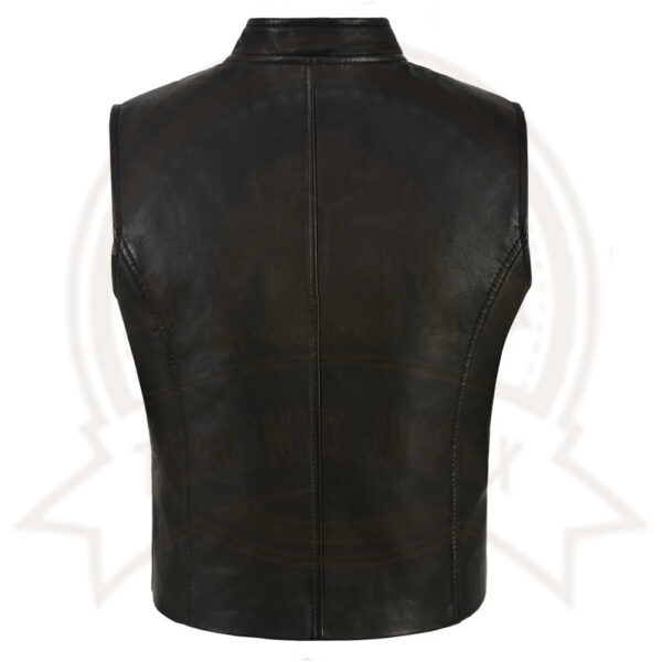 Women’s Double-Breasted Punk Motorcycle Leather Waistcoat