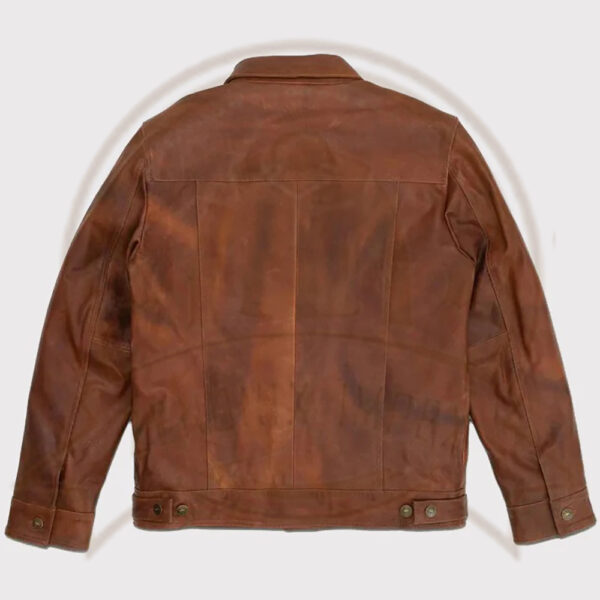 Classic Men's Goatskin Trucker Leather Jacket in Plain Brown-Zenonix Impex
