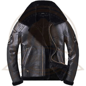Men's Black Shearling Aviator Jacket-Zenonix Impex