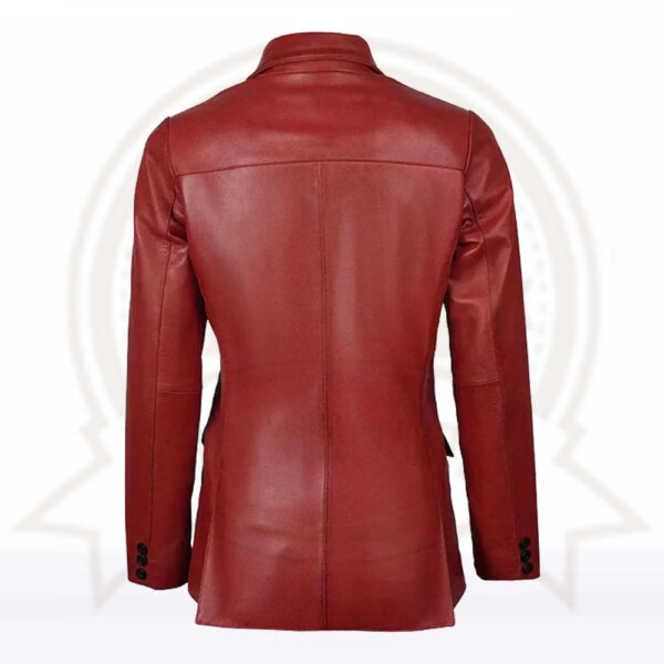 Women’s Red Leather Blazer-Zenonix Impex