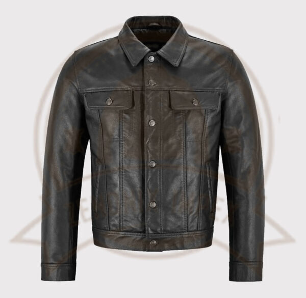 Classic Black Trucker Western Leather Jacket Shirt for Men-Zenonix Impex