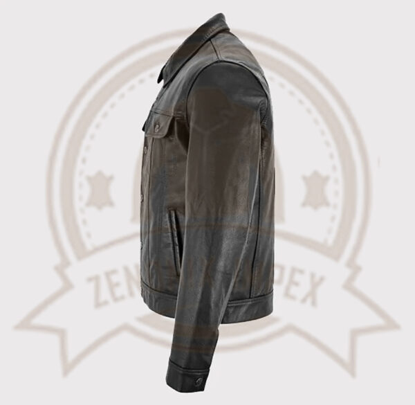 Classic Black Trucker Western Leather Jacket Shirt for Men-Zenonix Impex