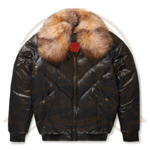 Black Bubble V-Bomber Leather Jacket-Zenonix Impex