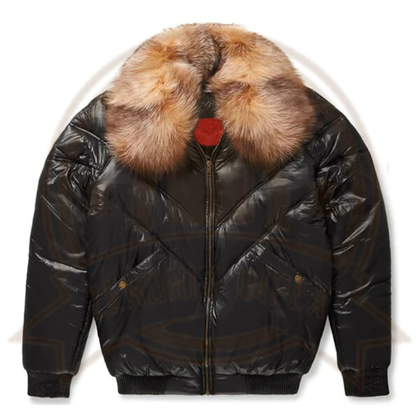 Black Bubble V-Bomber Leather Jacket-Zenonix Impex