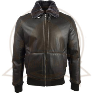 Men's Shearling Leather Pilot Aviator Bomber Jacket-Zenonix Impex