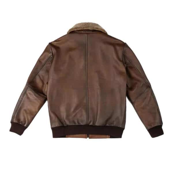 Chocolate Brown Leather Bomber Jacket-Zenonix Impex - Image 2