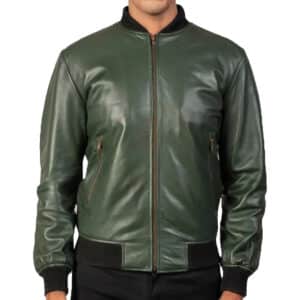 Real-Leather-Motorcycle-Bomber-Jacket-In-Green-1-Zenonix-Impex