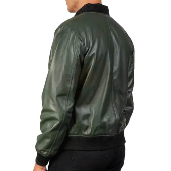Real-Leather-Motorcycle-Bomber-Jacket-In-Green-1-Zenonix-Impex
