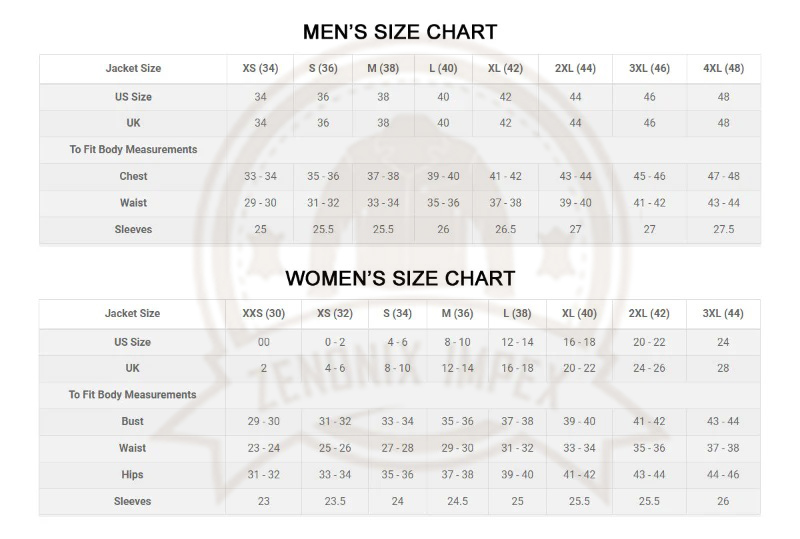 mens-leather-jackets-and-womens-leather-jacket-size-chart-Zenonix Impex